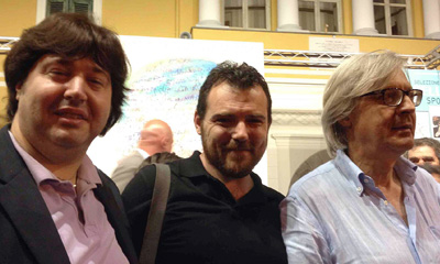 Davide Foschi con Giammarco Puntelli e Vittorio Sgarbi